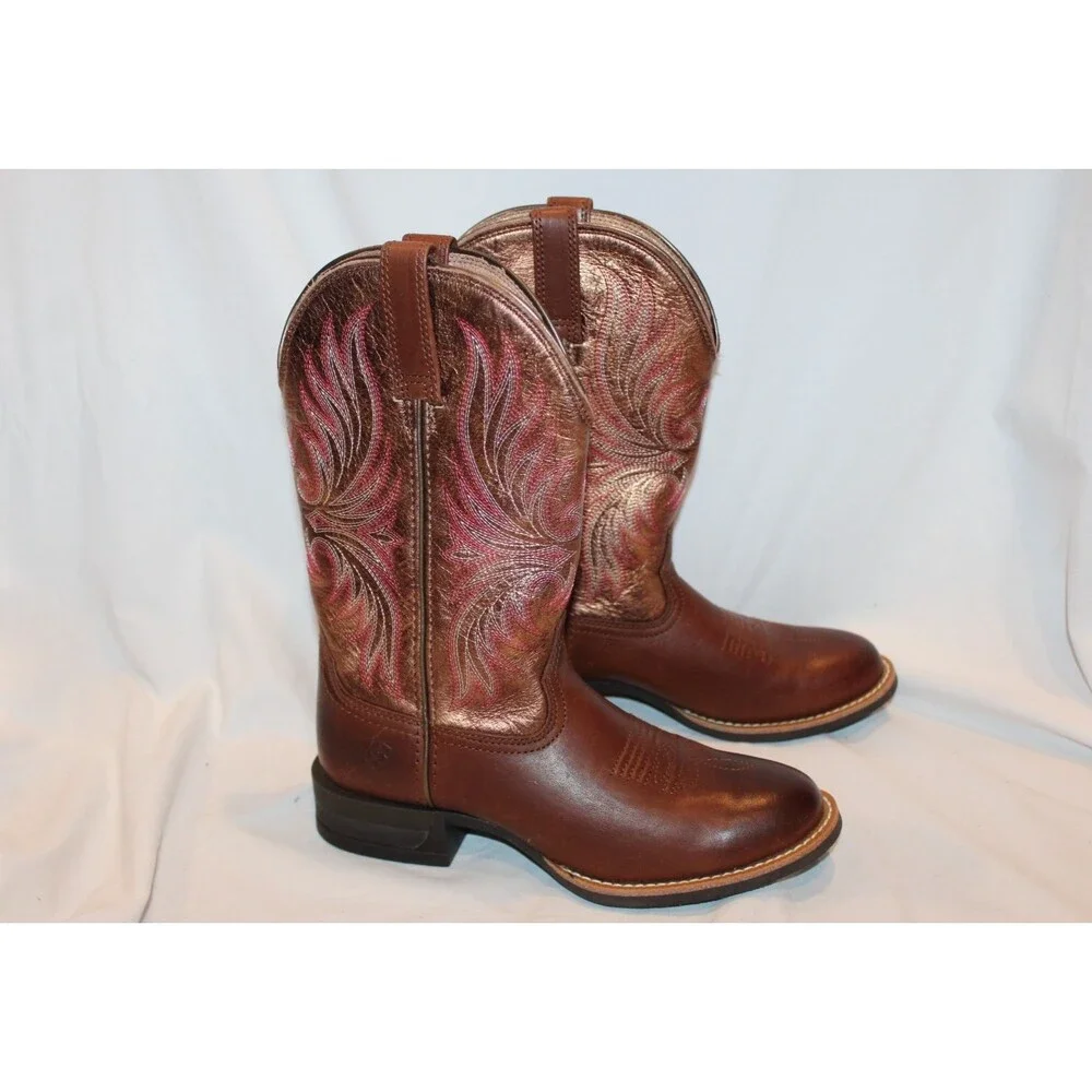 ARIAT WOMEN'S SENA LEATHER TALL COWBOY BOOTS SIENNA SADDLE RUSTY RED SZ 7B